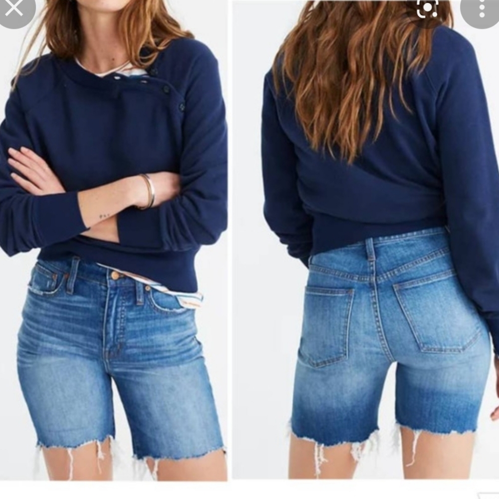 Nwt madewell high rise mid length raw hem shorts size 25